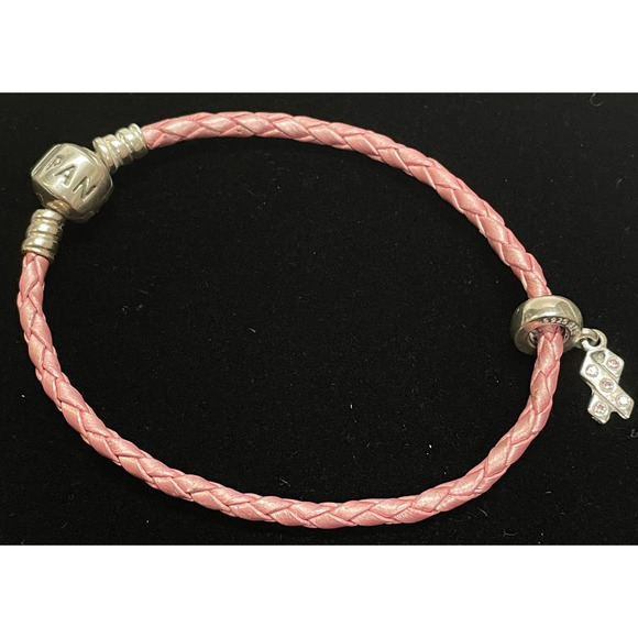 Pandora Jewelry - Pandora ALE Sterling Silver Pink Leather Rope Bracelet W/ Breast Cancer Ribbon